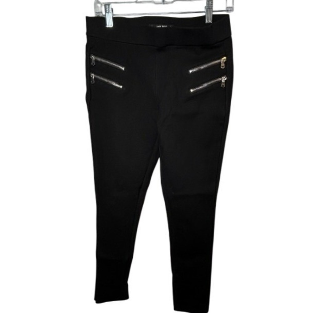 Zara Basic Collection Women's Black Pull On Zipper Accents Leggings LG